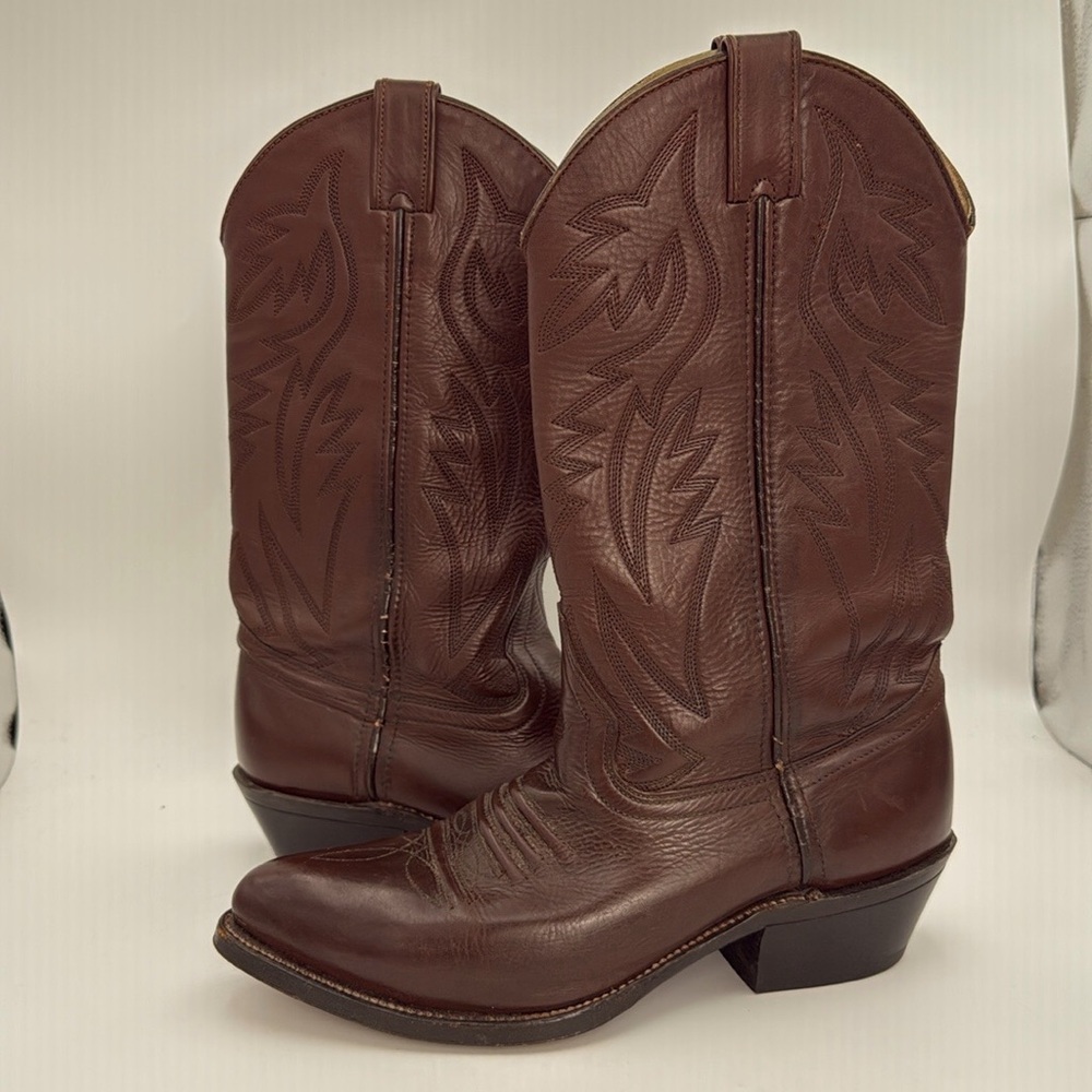 HERITAGE WEST - Vintage Cowboy Brown leather‎ Rodeo western boots USA size 8D